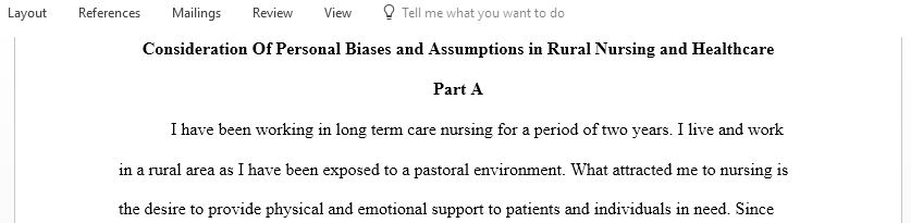 Share your initial thoughts regarding rural nursing and rural health care