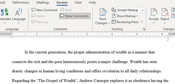 Students Will Read Andrew Carnegie the Gospel of Wealth and Identify Carnegie’s Argument