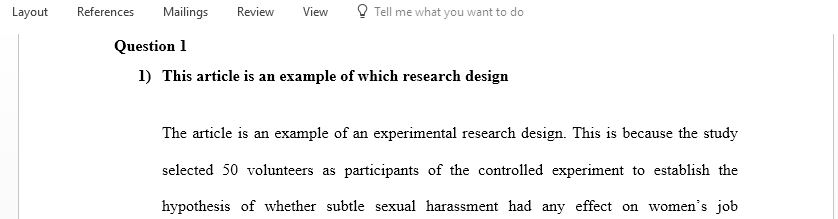 The Effects of Subtle Sexual Harassment on Women Performance in a Job Interview