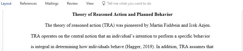 Theory of Reasoned Action and Planned Behavior