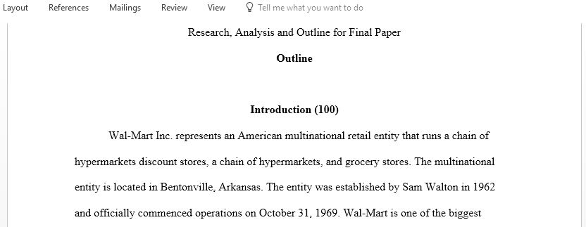 Wal-Mart Analysis Paper