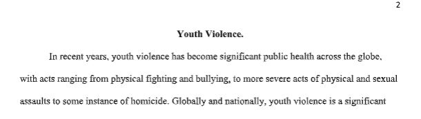 Youth Violence in Our Country as A Platform for This Written Assignment Topic