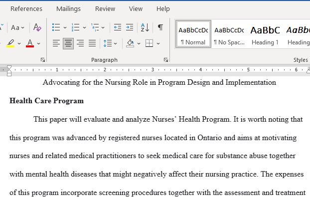 Advocating for the Nursing Role in Program Design and Implementation