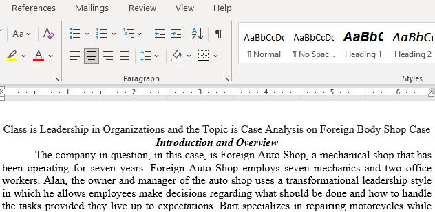 Case Analysis on Foreign Body Shop Case