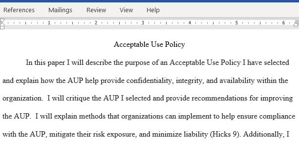 Case Study 1 Acceptable Use Policy