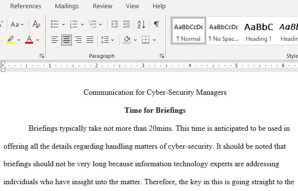 Communication for Cybersecurity Managers