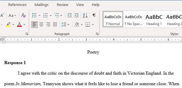 Discuss The Ways in Which This Week’s Readings Contributed to What One Critic Calls the Discourse of Faith and Doubt in Victorian England