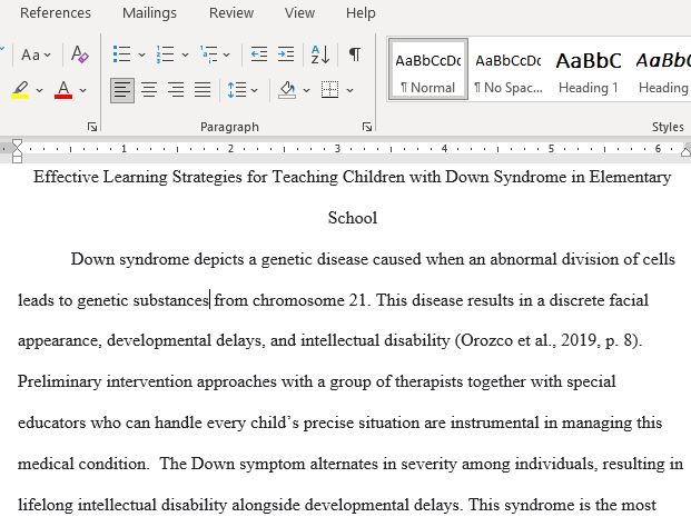 Effective Learning Strategies for Teaching Children with Down Syndrome in Elementary School. 