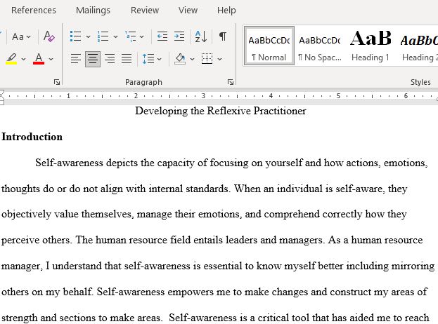 For This Module There Is One Individual Research-Based Assessment Which Is Presented as A Developing Reflexive Practitioner Reflection