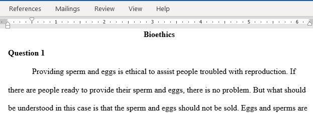 Is It Ethical to Commercialize and Sell Eggs and Sperm for Reproduction