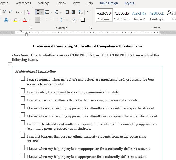 Multicultural Counseling Competency