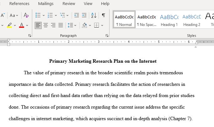 Prepare A 2-3 Page Paper with A Section on Primary Research Plan