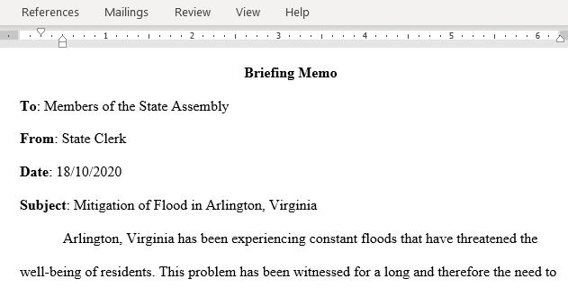 Prepare A Briefing Memo with Talking Points That Are Focused on A Risk Management or Hazard Mitigation Message About Your Community