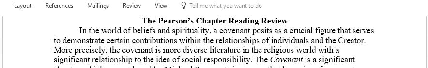 Read Michael Pearson Covenant chapter in Remnant and Republic and type your reading response to Pearson chapter