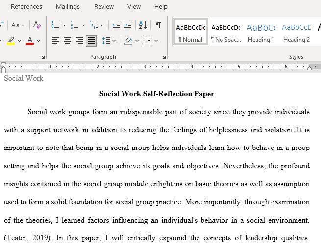 Social Work Self-Reflection Paper