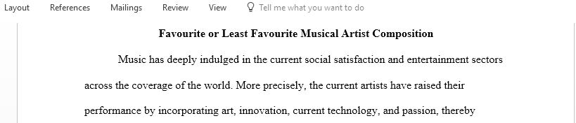 Write an essay about your favorite or least favorite musical artist