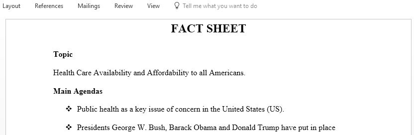 Agenda Comparison Grid and Fact Sheet or Talking Points Brief