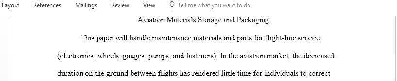 Aviation Materials Storage and Packaging