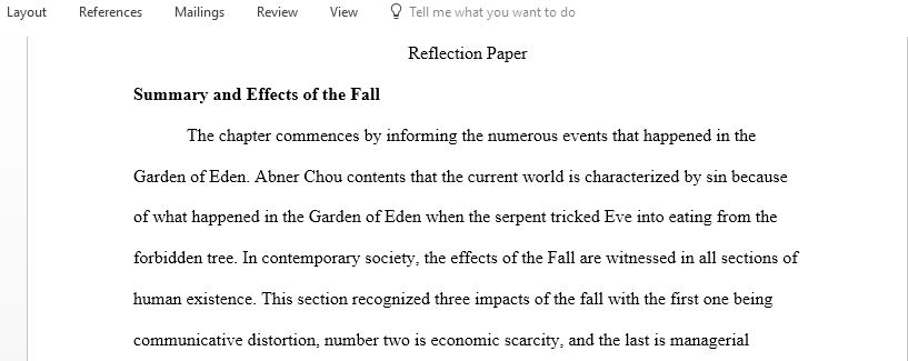 Choose 1 chapter from chapters 7 to 12 of the Chou textbook and write a Reflection Paper