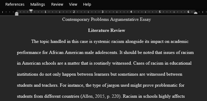 Contemporary Problems Argumentative Essay