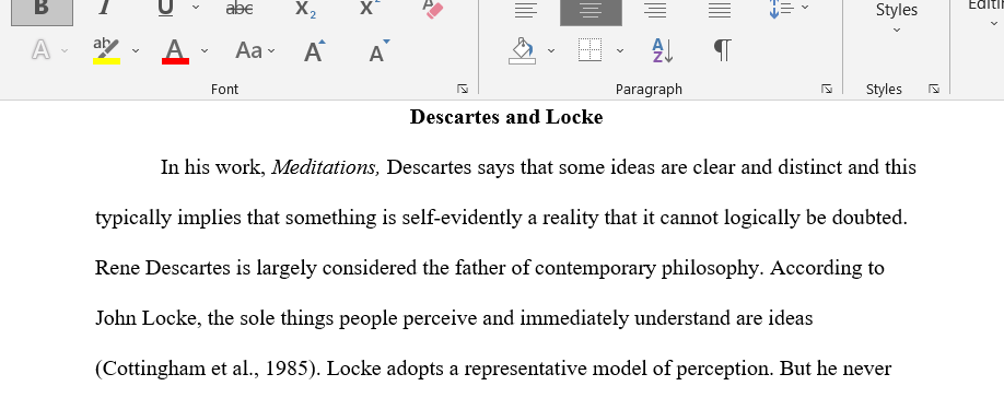 Descartes and Locke