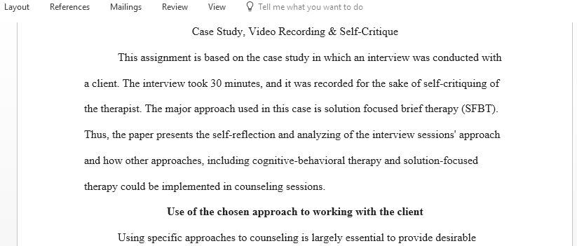Develop a 30 minute video recording demonstrating counselling skills and write a critical reflection