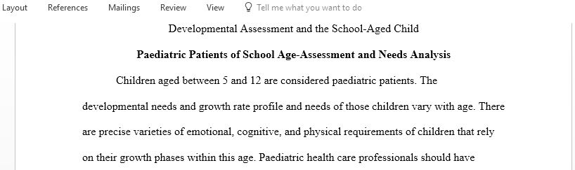 Developmental Assessment and the School-Aged Child