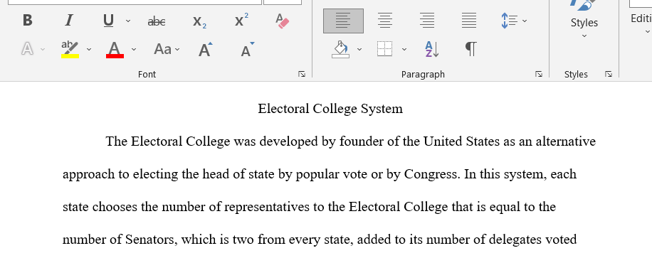 Electoral college system