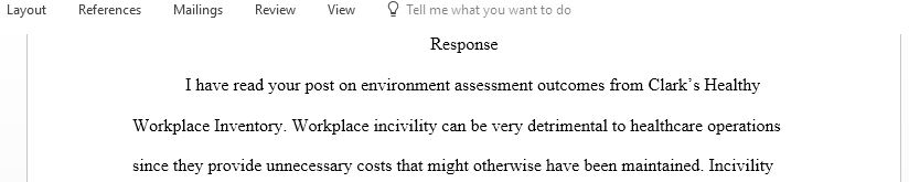 Environment assessment results from Clark Healthy Workplace Inventory