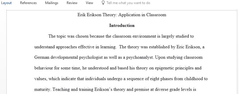 Erik Erikson Theory application in Classroom
