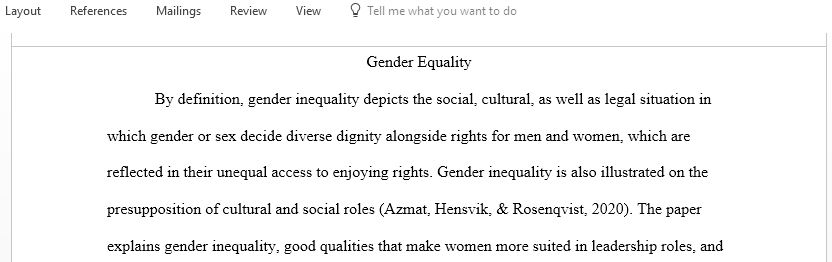 Examine the issue of inherent gender inequality