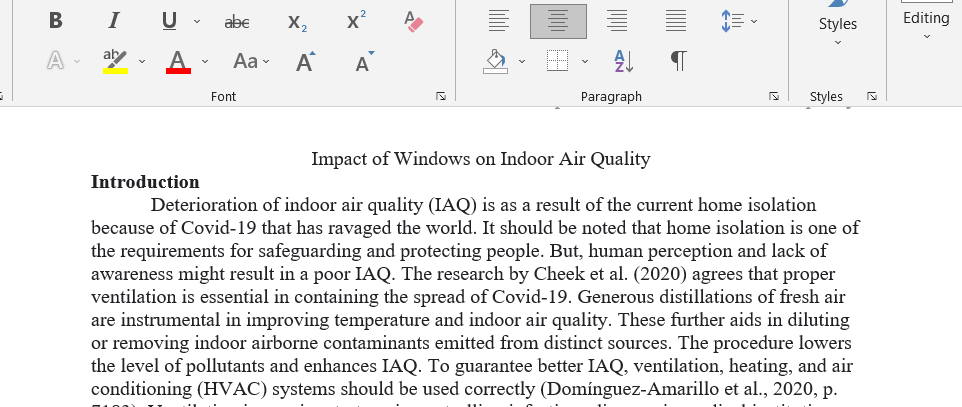 Impact of windows on indoors air quality