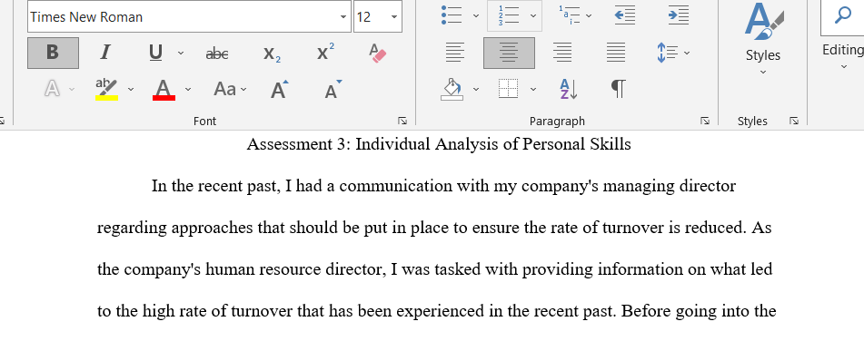 Individual Analysis of Personal Skills