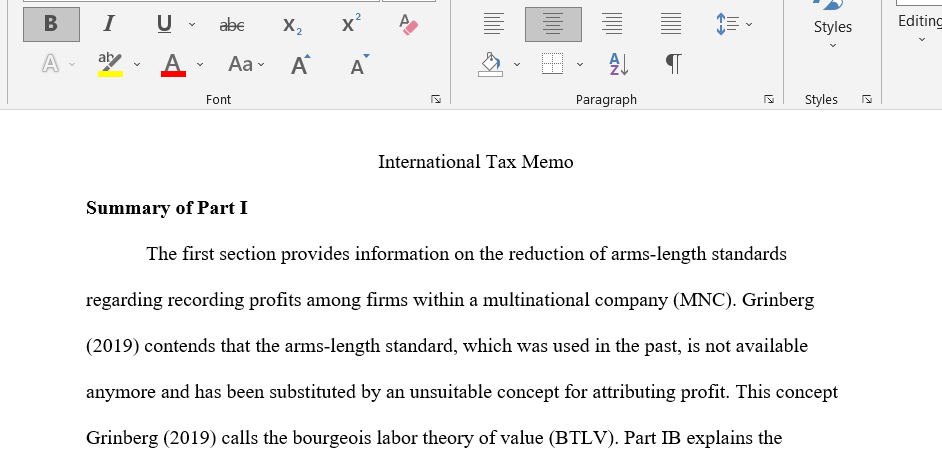 International Tax Memo