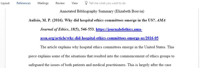 Laws and Ethics Annotated Bibliography Summary