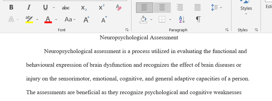 Neuropsychological assessment