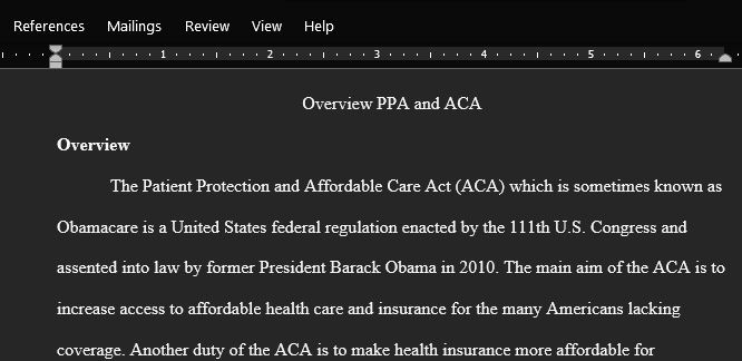 Overview Patient Protection and Affordable Care Act