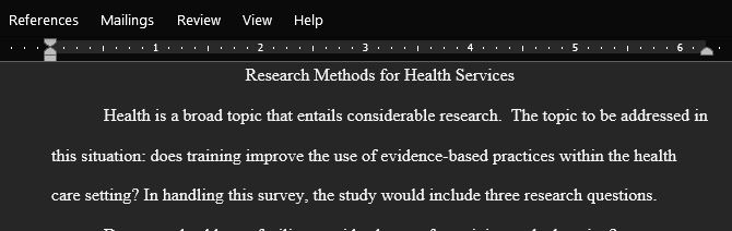 Research Methods for Health Services