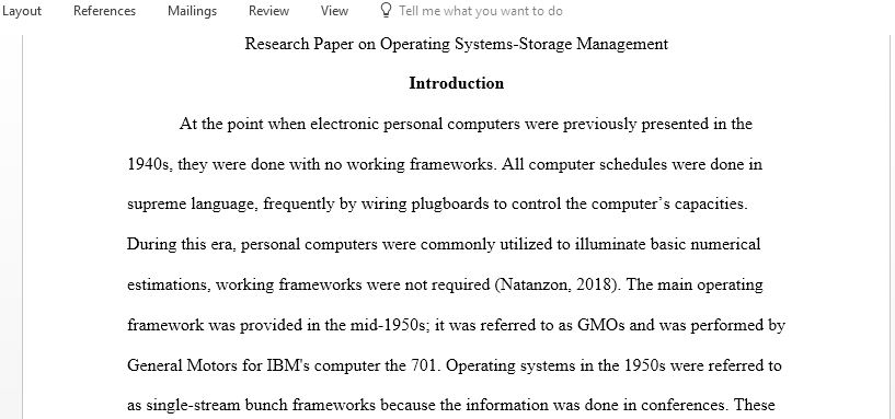 Research Paper on Operating Systems storage Management