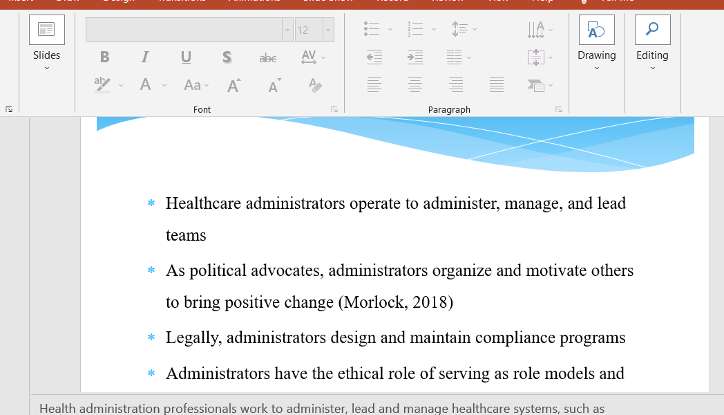 Role of Health care administrators