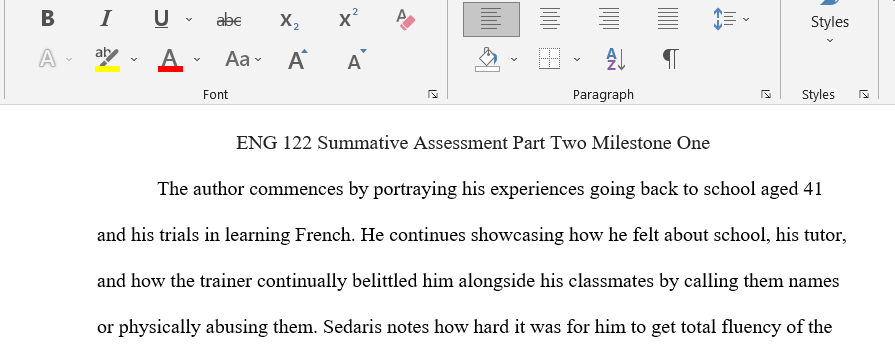 Summative Assessment part two Milestone one