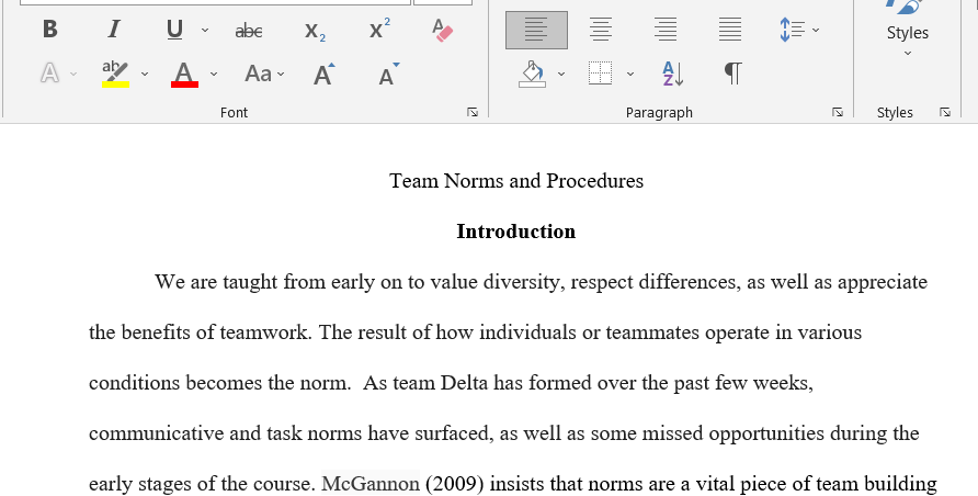 Teams norms and procedures