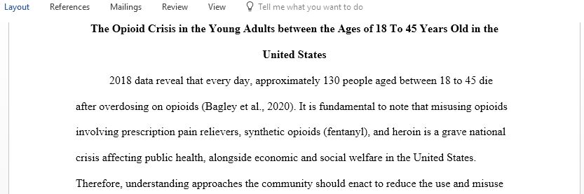 The Opioid Crisis in the Young Adults between the age among 18 to 45 years of Old in United States
