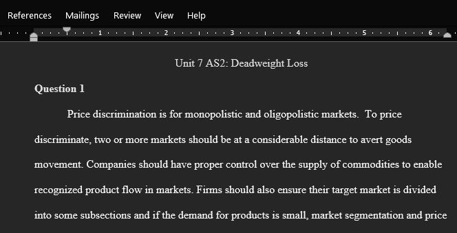 Unit 7 AS2 Deadweight Loss