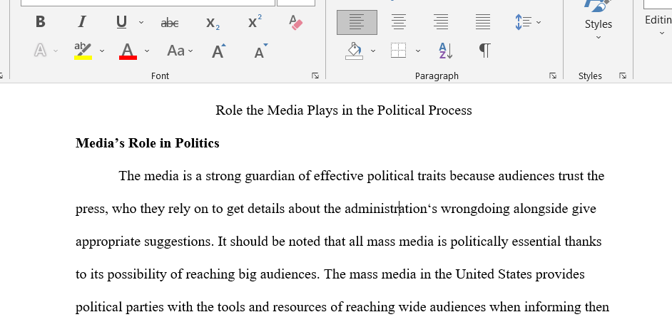 role of the media in the political process
