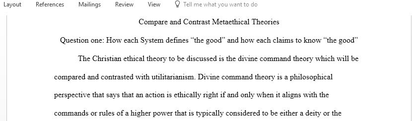 Write a thread that compares and contrasts a Christian ethical theory with a competing ethical theory