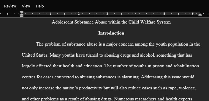 A case study on adolescent substance abuse within the child welfare system