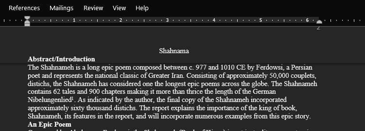 A report about the importance of the king of book Shahnameh