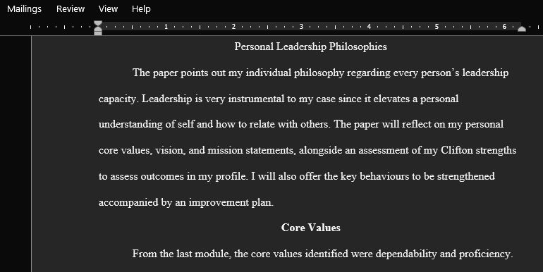 Developing a Personal Leadership Philosophy That Reflects What You Think Are Characteristics of a Good Leader