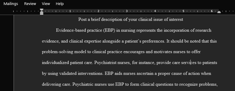 Post A Brief Description of Your Clinical Issue of Interest